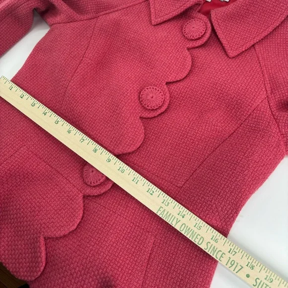 Boden pink wool blend jacket with scalloped hem size 8 - Picture 14 of 15